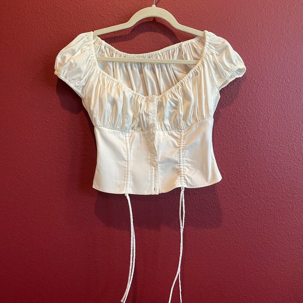 House of CB Kitty Puff Sleeve Corset Crop Top; Size S- Plus Cup